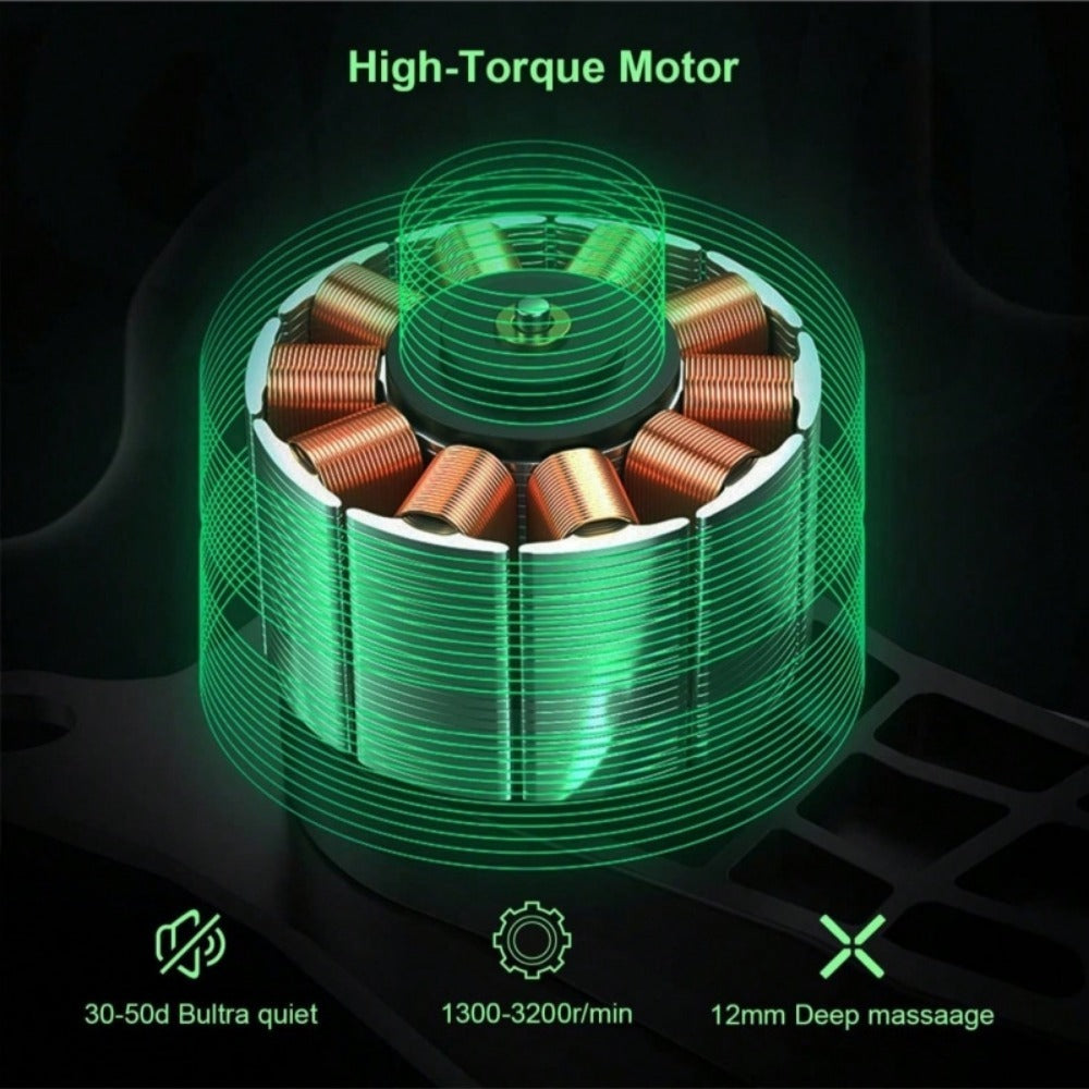 Massage Gun - Deep Tissue Percussion Massager For Athletes & Handheld Back Body Muscle With 8 Massage Heads