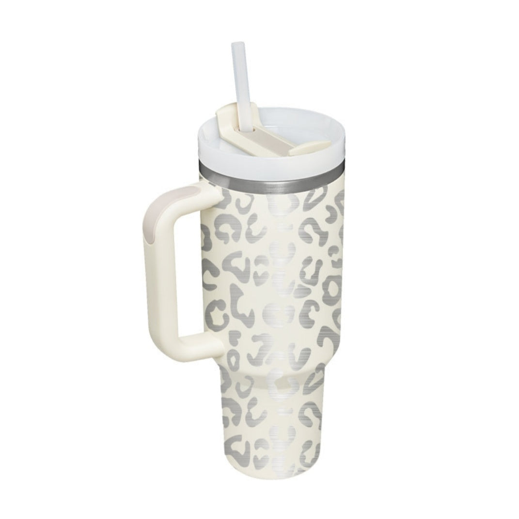 40 Oz Stainless Steel Insulated Tumbler with Handle & Straw – Spill-Proof Vacuum Coffee Mug with Lid, Large Travel Cup for Car, Office, Gym, Valentine’s Gift for Lovers