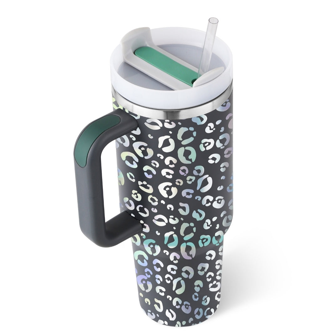 40 Oz Stainless Steel Insulated Tumbler with Handle & Straw – Spill-Proof Vacuum Coffee Mug with Lid, Large Travel Cup for Car, Office, Gym, Valentine’s Gift for Lovers