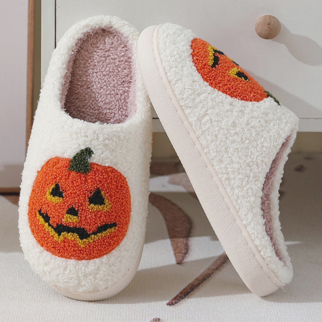 Cozy Halloween Pumpkin Cartoon Slippers – Warm, Non-Slip Indoor Winter Shoes for Men & Women Couples