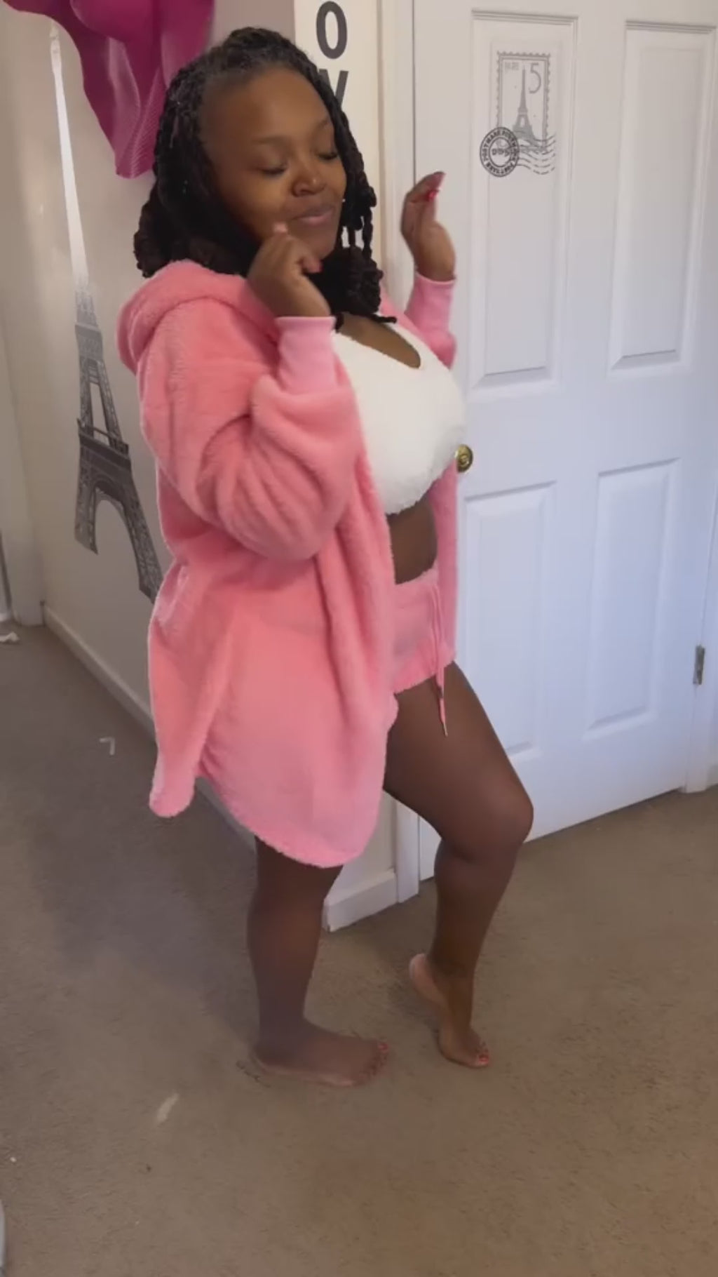 3-Piece Women’s Pajama Set – Long Sleeve Crop Tank Top & Drawstring Shorts Lounge Set