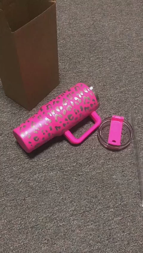 40 Oz Stainless Steel Insulated Tumbler with Handle & Straw – Spill-Proof Vacuum Coffee Mug with Lid, Large Travel Cup for Car, Office, Gym, Valentine’s Gift for Lovers